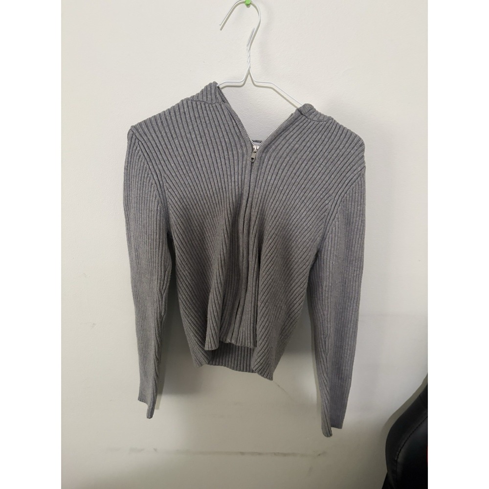 Blink Brand Women's Sweatshirt,Sz XL, Long Sleeve,Gray, Zipped Ribbed